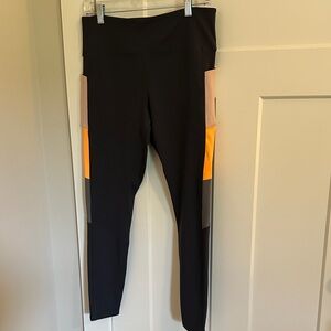 Love & Sports Womens Grey Pink Orange Leggings Size L Comfy Athletic